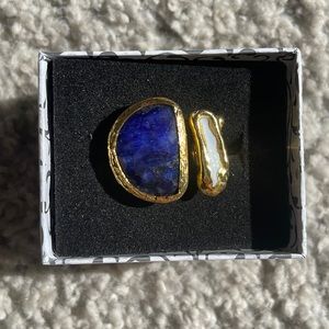 Sapphire & Imitation Pearl Ring
